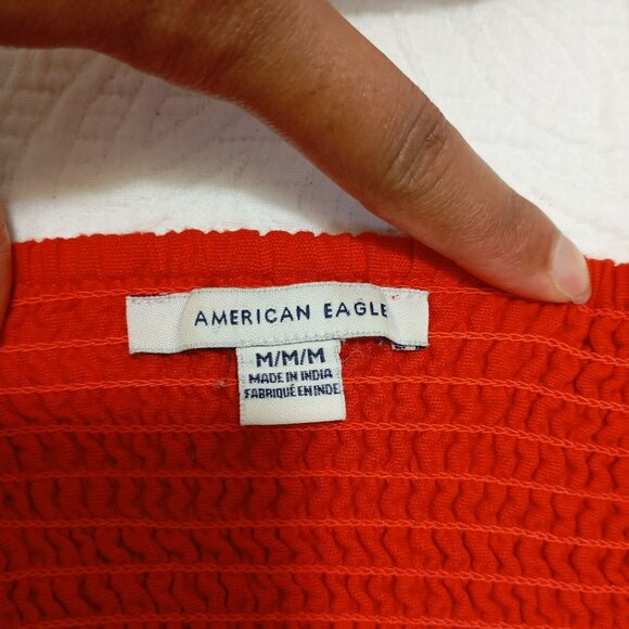 American Eagle Red Sleeveless Button-Front Midi Dress Size M Cotton, Linen Blend - Picture 2 of 13